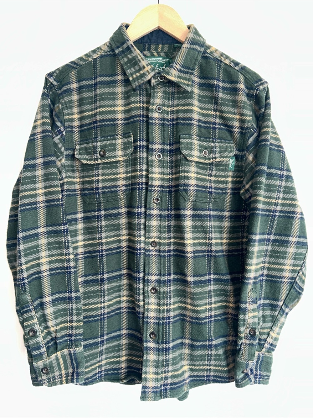 Vintage Woolrich Heavyweight Flannel Shacket Men's Large Green Plaid Size Large